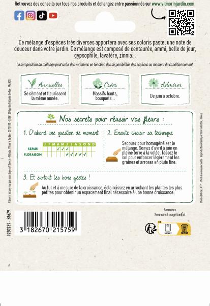 Mélanges de fleurs - Mélange Pastel - 10 m² - Mélange de fleurs - MEDIA_PACKAGING_VERSO